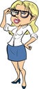 Cartoon female office worker with glasses