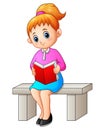 Cartoon female sitting reading a book