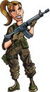 Cartoon female soldier with assault rifle