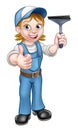 Cartoon Female Window Cleaner Character Royalty Free Stock Photo