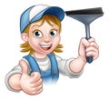 Cartoon Female Window Cleaner Character