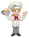 Cartoon Female Woman Baker or Pastry Chef