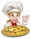 Cartoon Female Woman Pizza Chef Royalty Free Stock Photo