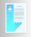 Cartoon Feminine Resume with Infographics on a Blue. Vector