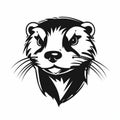 Black And White Ferret Head Logo Illustration