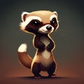 Cartoon Ferret Standing and Smiling Digital Art Illustration