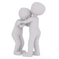 Cartoon Figure Giving Hug to Upset Crying Friend