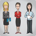 Cartoon figures of office women