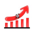 Cartoon financial growth graph, vector illustration
