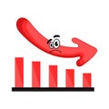 Cartoon financial losses graph vector illustration