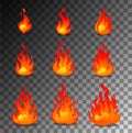 Cartoon fire animation design. Vector fireplace illustration for animation, games etc