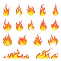 Cartoon fire flame. Fires image, hot flaming ignition, flammable blaze heat explosion flames energy vector concept