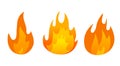 Cartoon fire flame icon set. Royalty Free Stock Photo