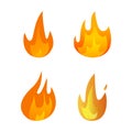 Cartoon fire flame icon set. Vector design. Royalty Free Stock Photo