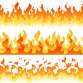 Cartoon fire flame vector seamless frame borders