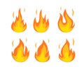 Cartoon fire flames set. Royalty Free Stock Photo