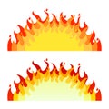 Cartoon fire flames vector, flaming symbols