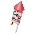 Cartoon firecracker with a burning wick on a white background, character design, illustration Royalty Free Stock Photo