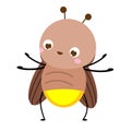 Cartoon firefly. Cute glowworm insect character. Vector illustration Royalty Free Stock Photo