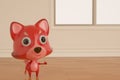 A cartoon firefox on the room. 3D illustration.