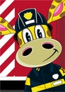 Cartoon Fireman Giraffe Royalty Free Stock Photo