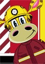 Cartoon Fireman Giraffe Royalty Free Stock Photo