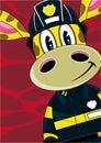 Cartoon Fireman Giraffe Royalty Free Stock Photo