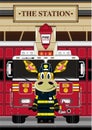Cartoon Fireman Giraffe Royalty Free Stock Photo