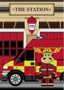 Cartoon Fireman Giraffe Royalty Free Stock Photo