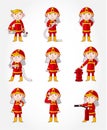 Cartoon Fireman icon set