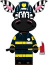 Cartoon Fireman Zebra Royalty Free Stock Photo