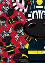 Cartoon Fireman Zebra Royalty Free Stock Photo