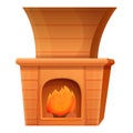 Cartoon fireplace with burning fire