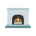 Cartoon fireplace isolated on white, vector illustration