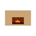 cartoon fireplace icon. Vector illustration. Stock image.