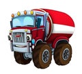 Cartoon firetruck monster truck on white background Royalty Free Stock Photo