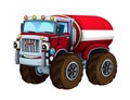 Cartoon firetruck monster truck on white background Royalty Free Stock Photo