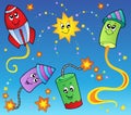 Cartoon fireworks theme 2 Royalty Free Stock Photo