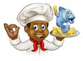 Cartoon Fish and Chips Chef Royalty Free Stock Photo