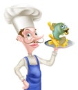 Cartoon Fish and Chips Chef Royalty Free Stock Photo