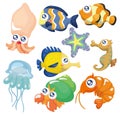 Cartoon fish collection ,icon set Royalty Free Stock Photo