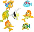 Cartoon fish collection set isolated on white background Royalty Free Stock Photo