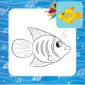 Cartoon fish. Coloring page Royalty Free Stock Photo