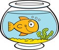 Cartoon fish in a fish bowl