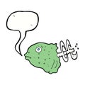 cartoon fish head with speech bubble