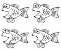 Cartoon Fish Line Art Royalty Free Stock Photo