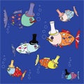 Cartoon fish pattern. illustration