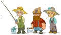Cartoon fisherman farmer lumberjack characters set