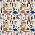 Cartoon Fishing seamless pattern Royalty Free Stock Photo