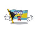 Cartoon flag bahamas isolated in happy geek